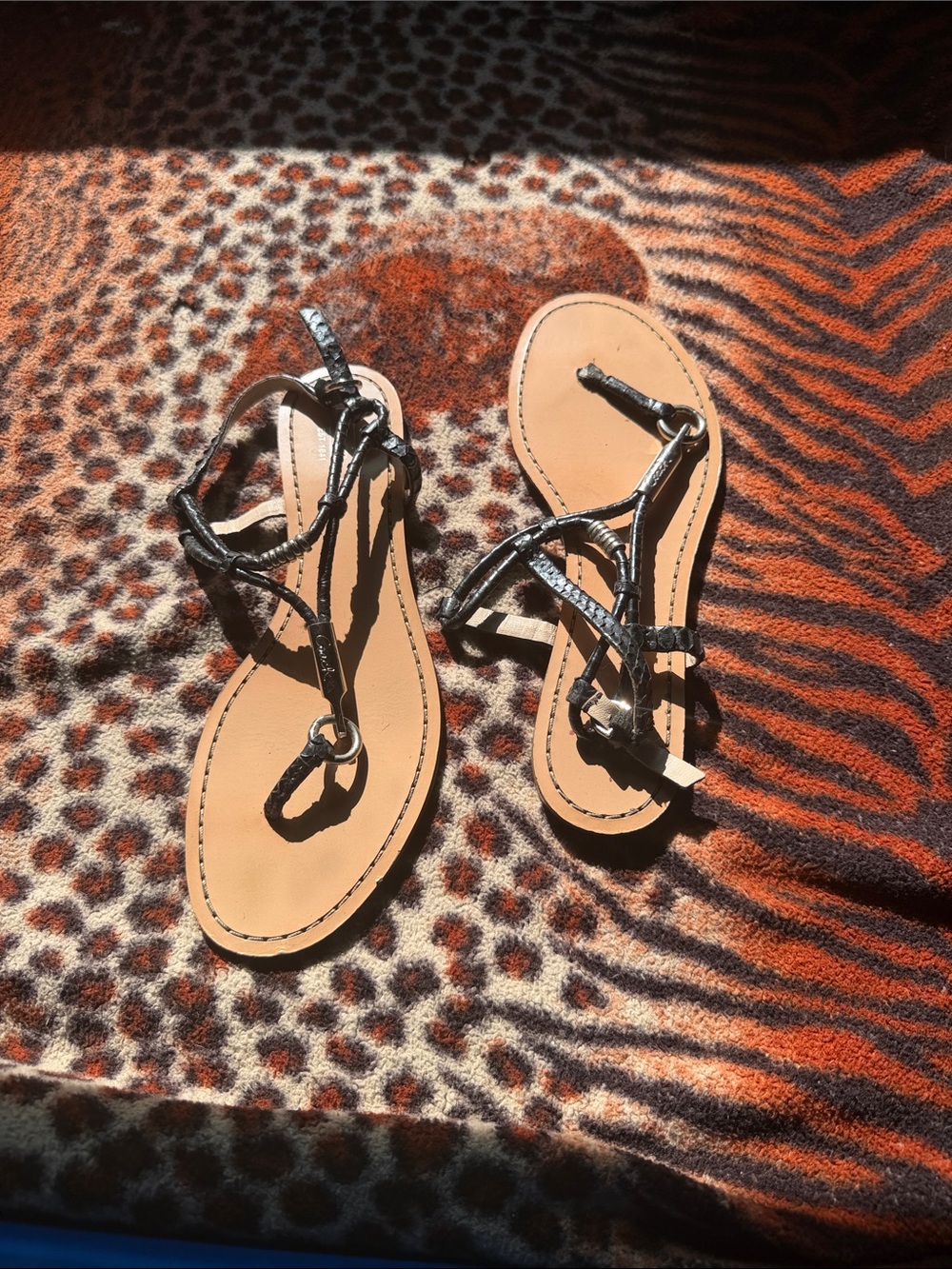 Genuine coach, sandals Black Braided Strap Women's Sandals